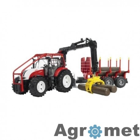 U03093, U 03093, 60003093 Traktor Steyr CVT 6230 z HDS, przyczepą leśną i belami